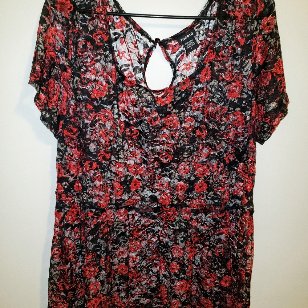 Torrid sheer lace babydoll top